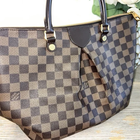 LOUIS VUITTON Damier Ebene Siena Tote & Matching Wallet Set Women's Purse - Picture 4 of 17